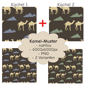 Muster mit Kamelen in 2 Farbvarianten