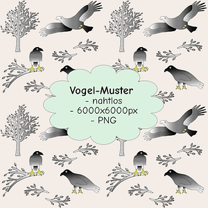 Muster mit Vögeln und Bäumen