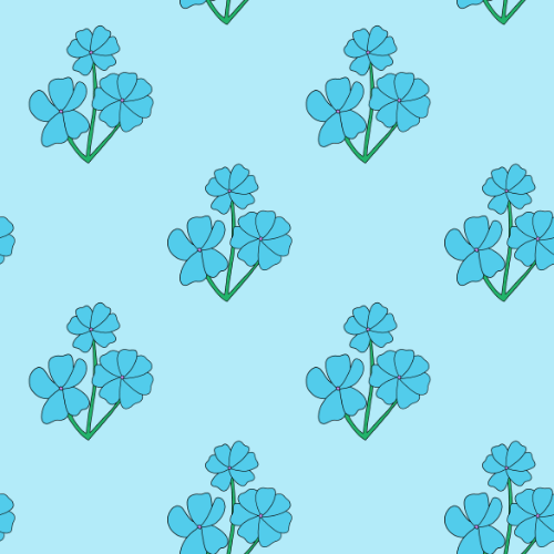 Eine Kachel blaues Blumen-Muster