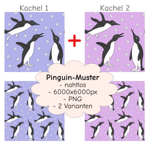 Pinguin Muster in 2 Varianten