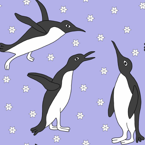 Pinguine auf lila Hintergrund