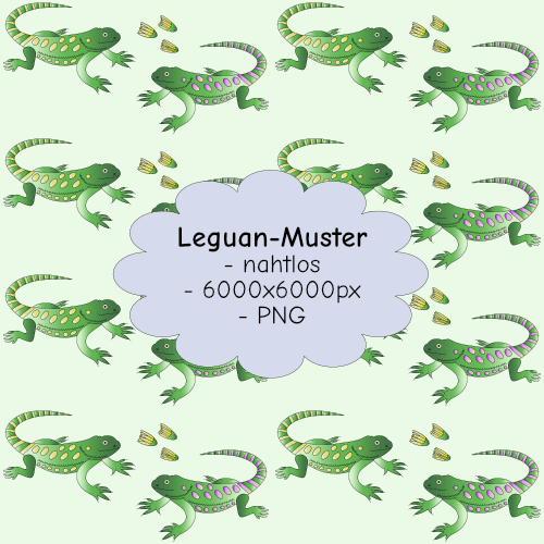 Muster mit Leguan und Blüten