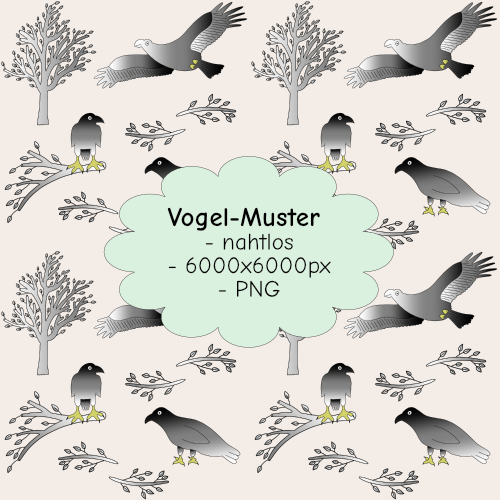 Muster mit Vögeln und Bäumen