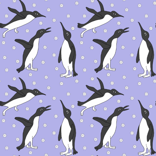 Nahtloses Pinguinmuster lila
