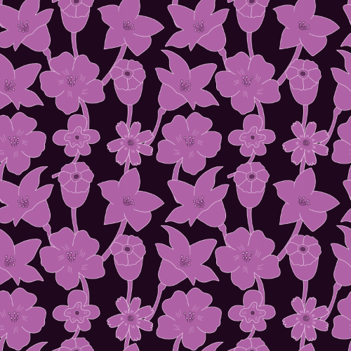 Muster mit pink-schwarzem Blumenfeld