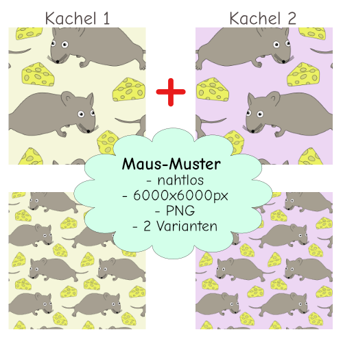 Muster mit Mäusen in 2 Farbvarianten