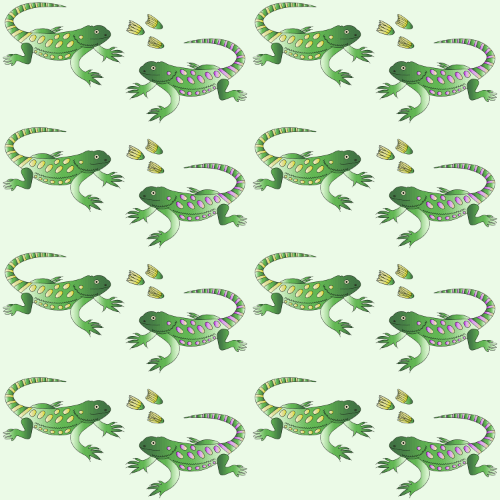 Leguan mit Blüten Leguan mit Blüten
